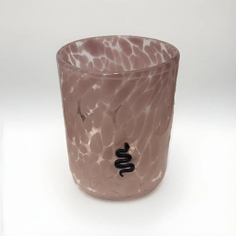 Anthropologie Mystic Icon Pink Confetti Glass Black Snakes 17-oz Halloween Cup